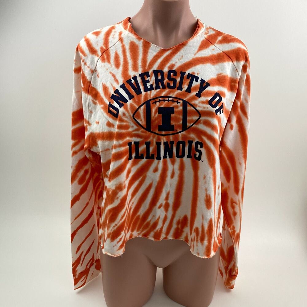 Victoria's Secret PINK Long Sleeve Round Neck Cropped Tire Dye Sweatshirt M NWT